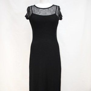 90's black Guess see thru maxi dress, Bust 34 - 38, very stretchy, EXCELLENT